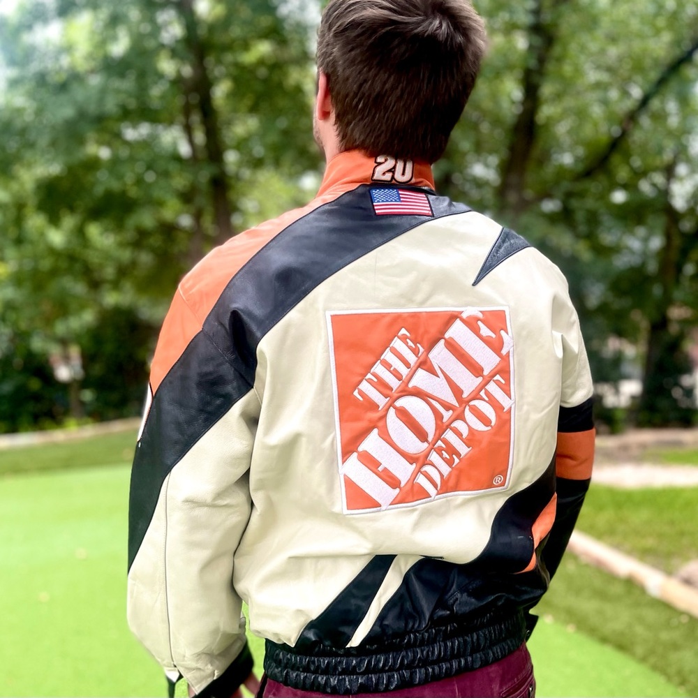VINTAGE TONY STEWART HOME DEPOT NASCAR LEATHER JACKET